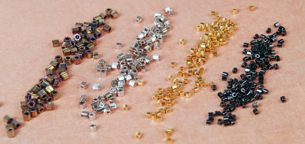 Different sizes of Miyuki cut beads